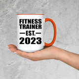 Fitness Trainer Established EST. 2023 - 15oz Accent Mug Orange