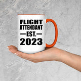Flight Attendant Established EST. 2023 - 15oz Accent Mug Orange