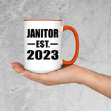 Janitor Established EST. 2023 - 15oz Accent Mug Orange