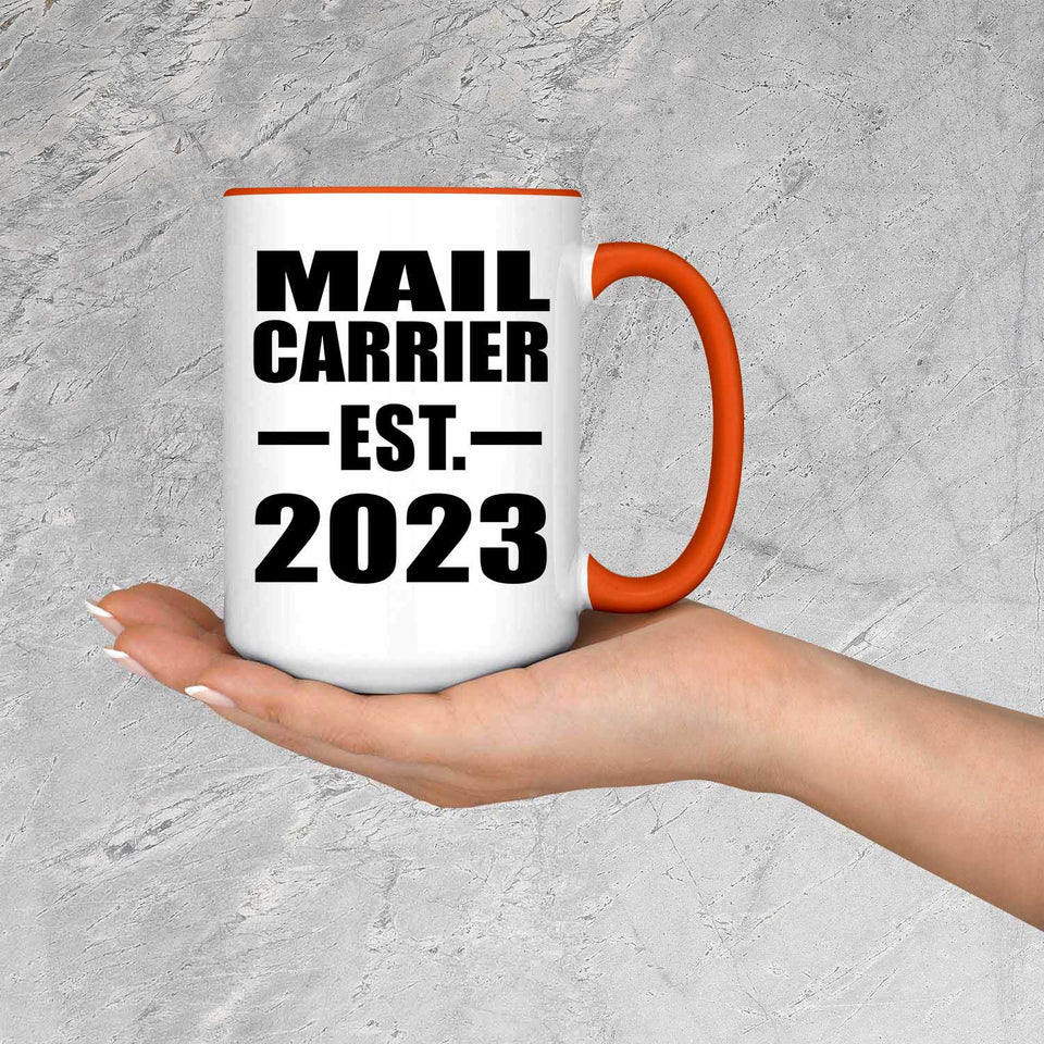 Mail Carrier Established EST. 2023 - 15oz Accent Mug Orange