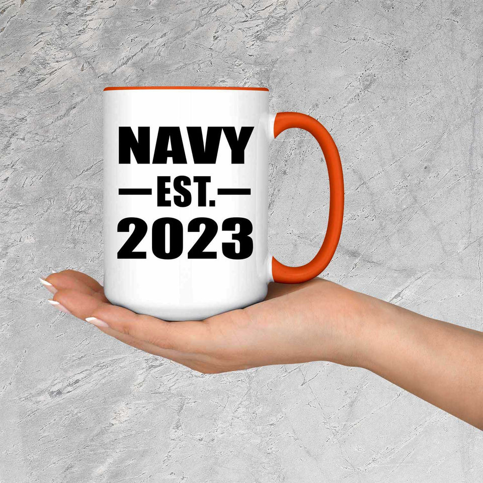 Navy Established EST. 2023 - 15oz Accent Mug Orange