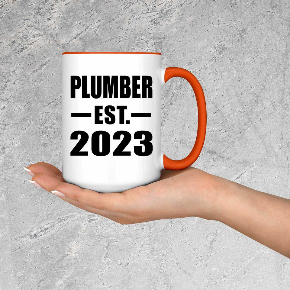 Plumber Established EST. 2023 - 15oz Accent Mug Orange