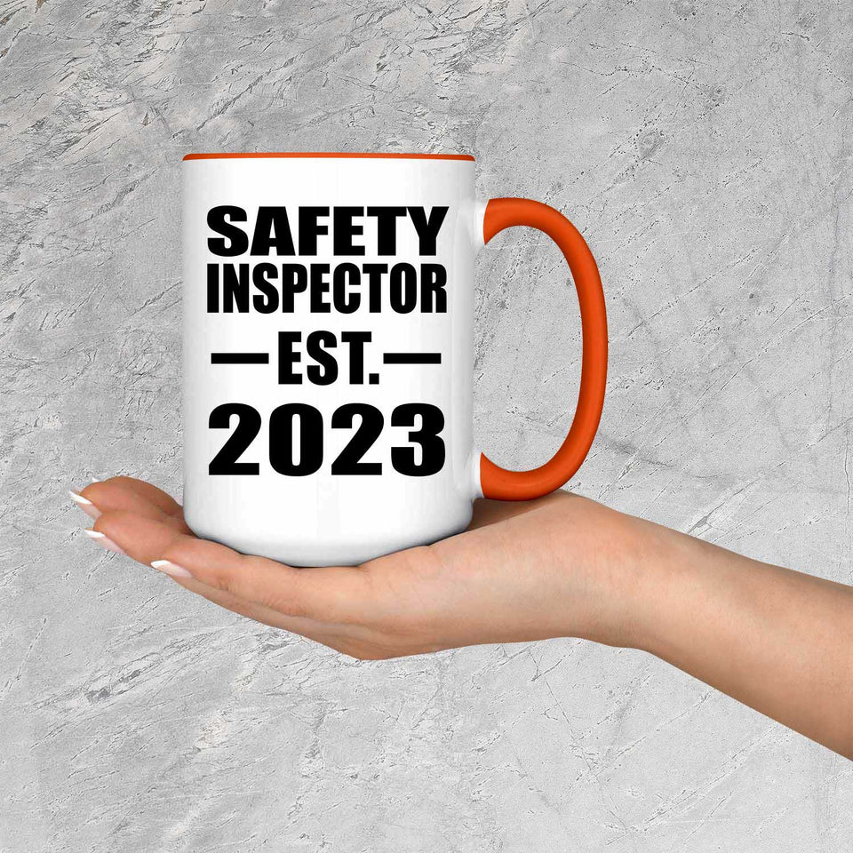 Safety Inspector Established EST. 2023 - 15oz Accent Mug Orange