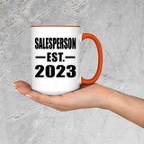 Salesperson Established EST. 2023 - 15oz Accent Mug Orange