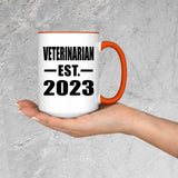 Veterinarian Established EST. 2023 - 15oz Accent Mug Orange