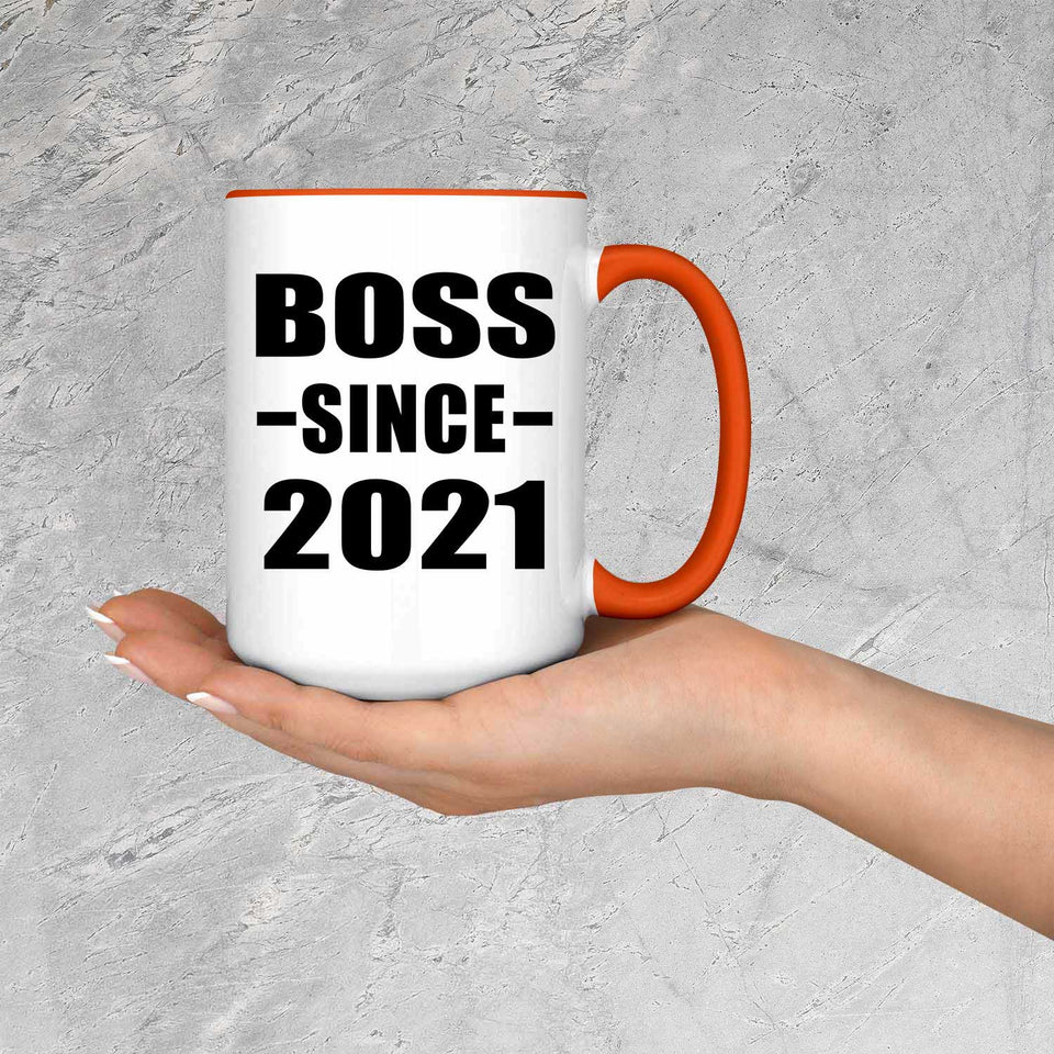 Boss Since 2021 - 15oz Accent Mug Orange