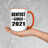 Dentist Since 2021 - 15oz Accent Mug Orange