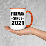 Fireman Since 2021 - 15oz Accent Mug Orange