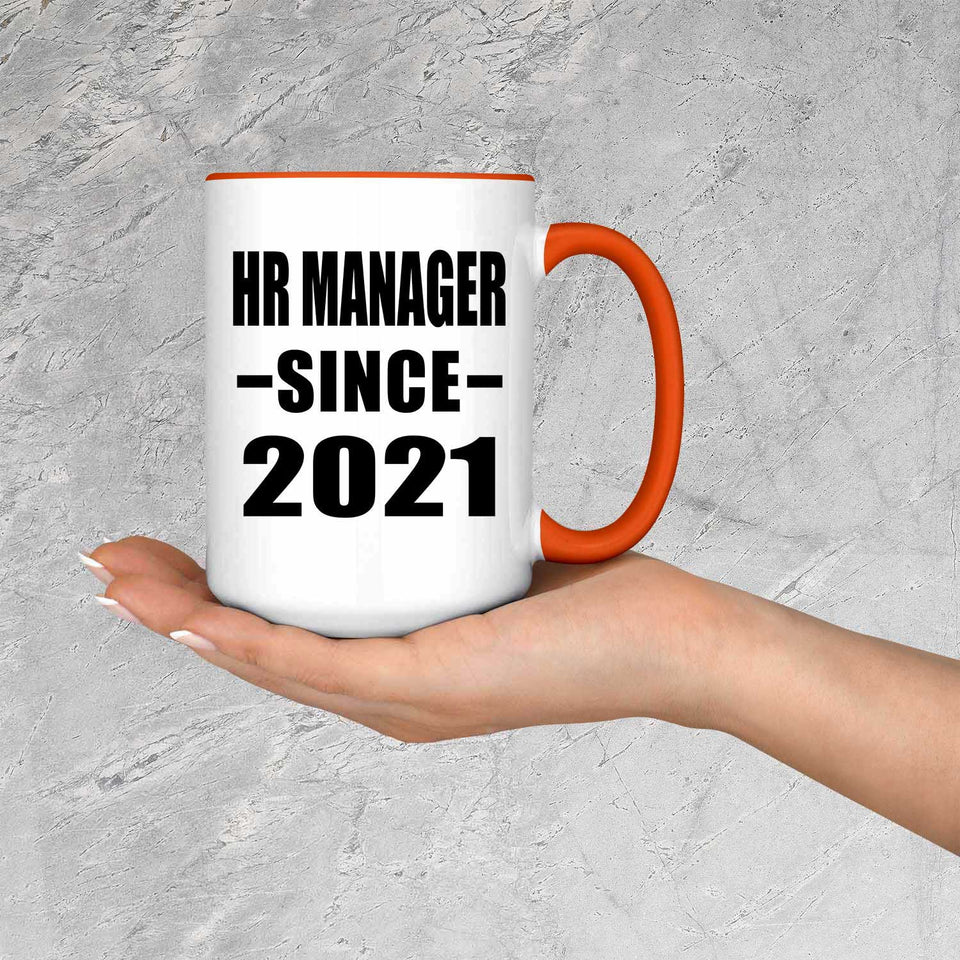 HR Manager Since 2021 - 15oz Accent Mug Orange