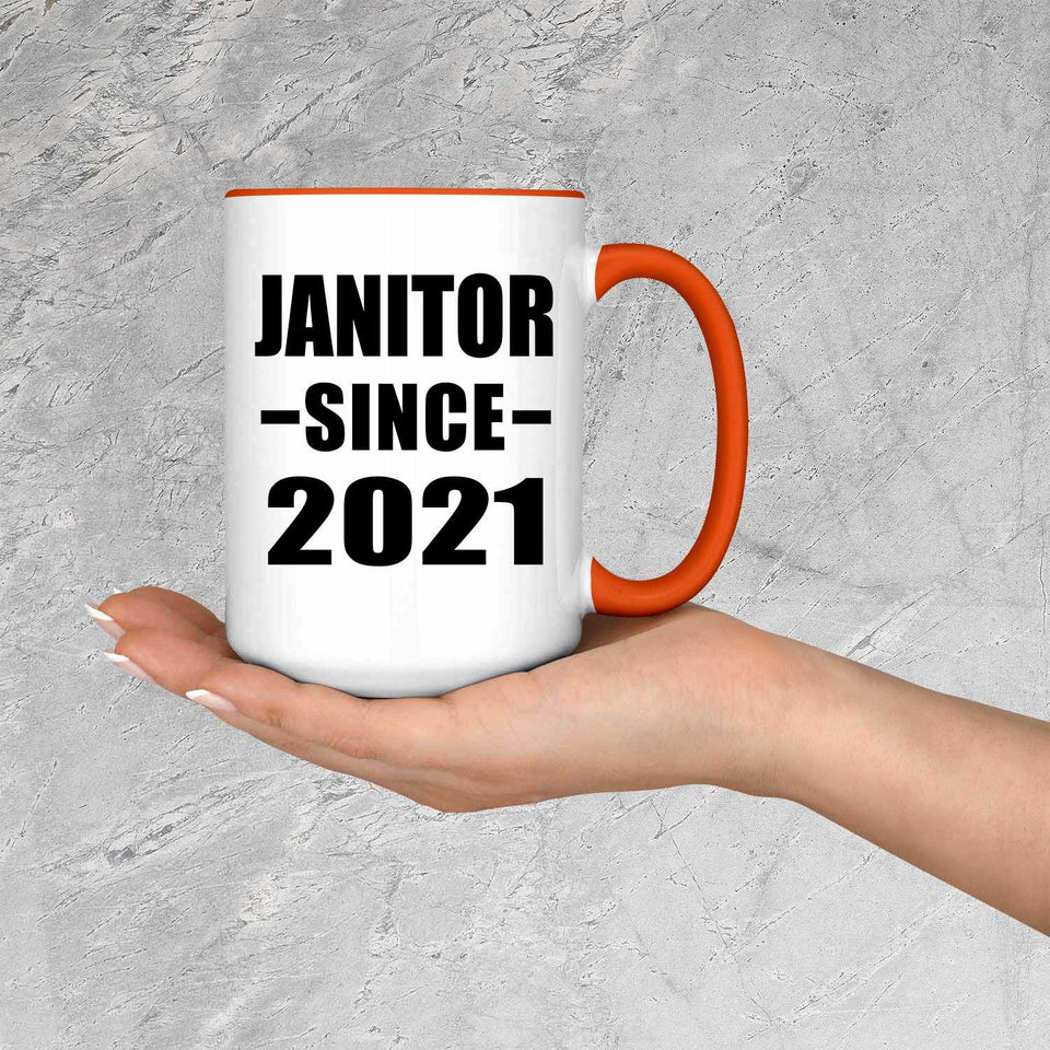 Janitor Since 2021 - 15oz Accent Mug Orange