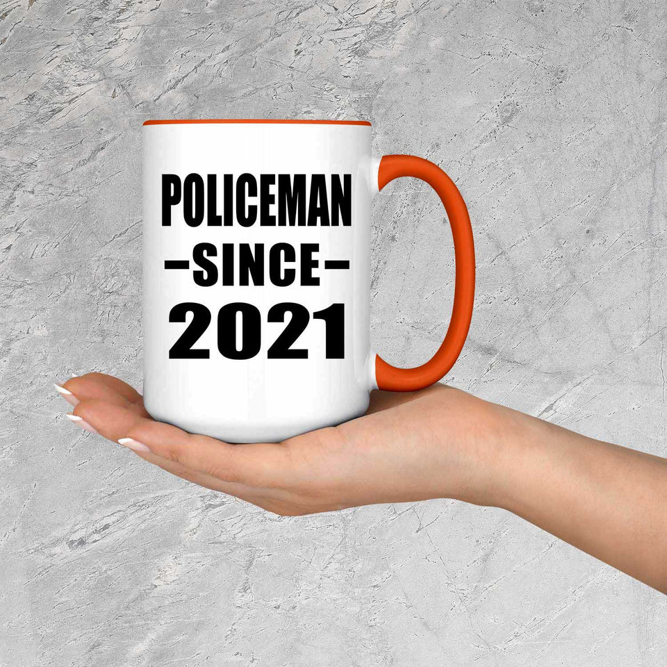 Policeman Since 2021 - 15oz Accent Mug Orange