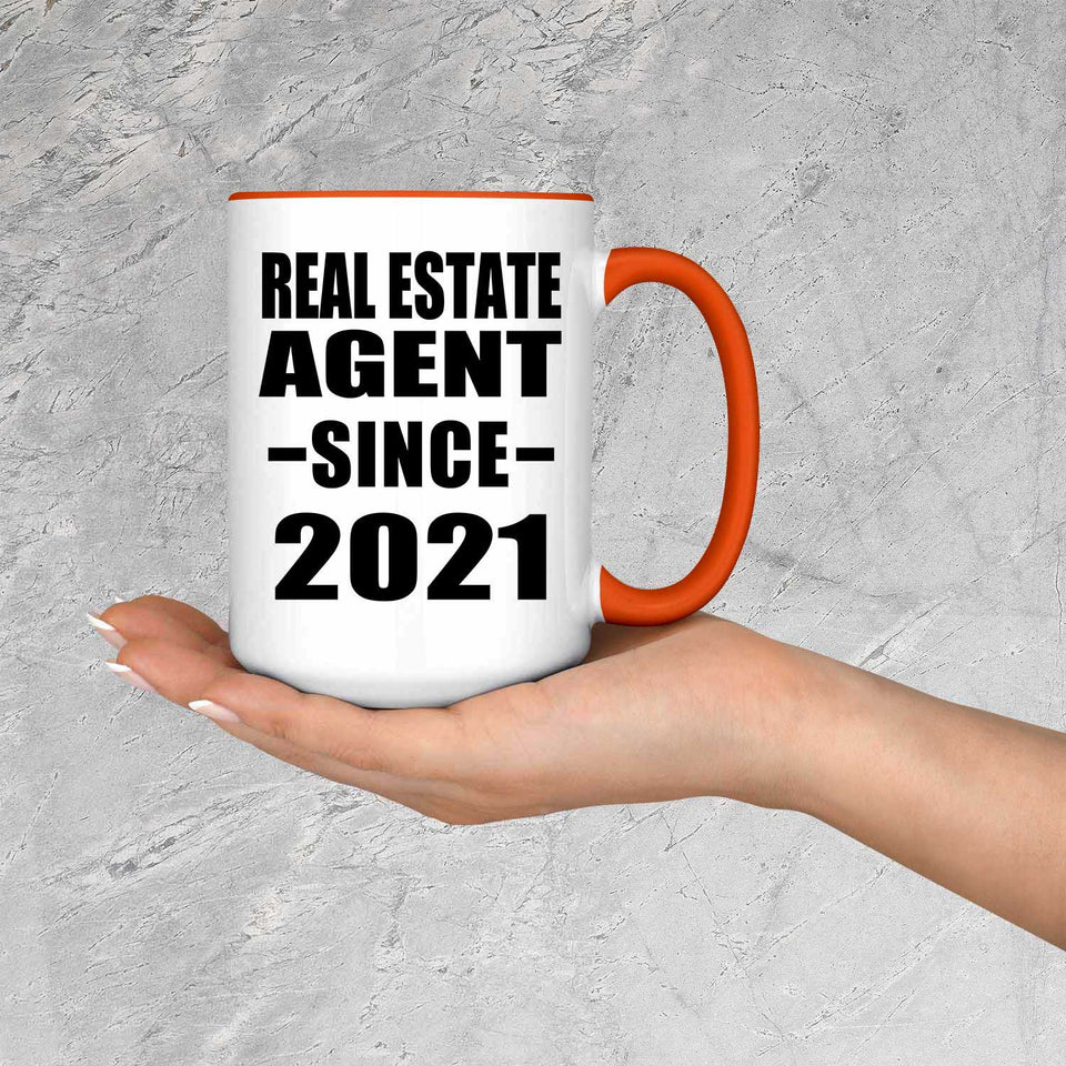 Real Estate Agent Since 2021 - 15oz Accent Mug Orange