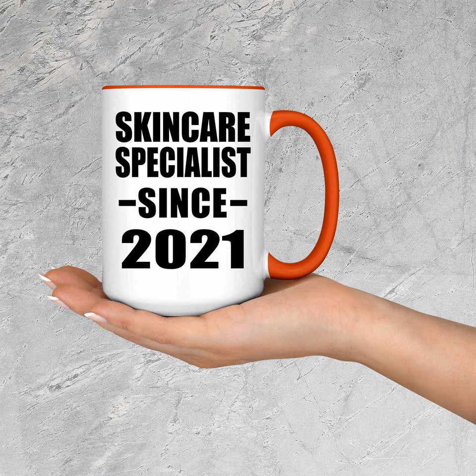 Skincare Specialist Since 2021 - 15oz Accent Mug Orange