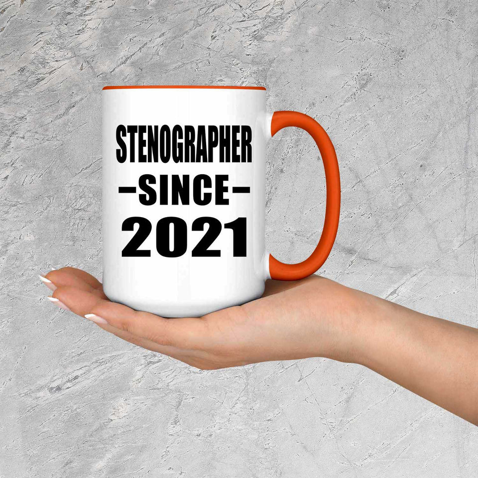 Stenographer Since 2021 - 15oz Accent Mug Orange