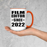 Film Editor Since 2022 - 15oz Accent Mug Orange
