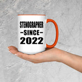 Stenographer Since 2022 - 15oz Accent Mug Orange