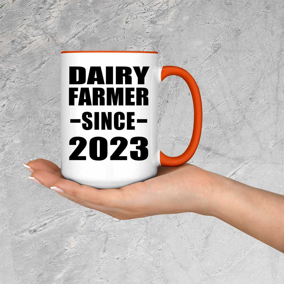 Dairy Farmer Since 2023 - 15oz Accent Mug Orange