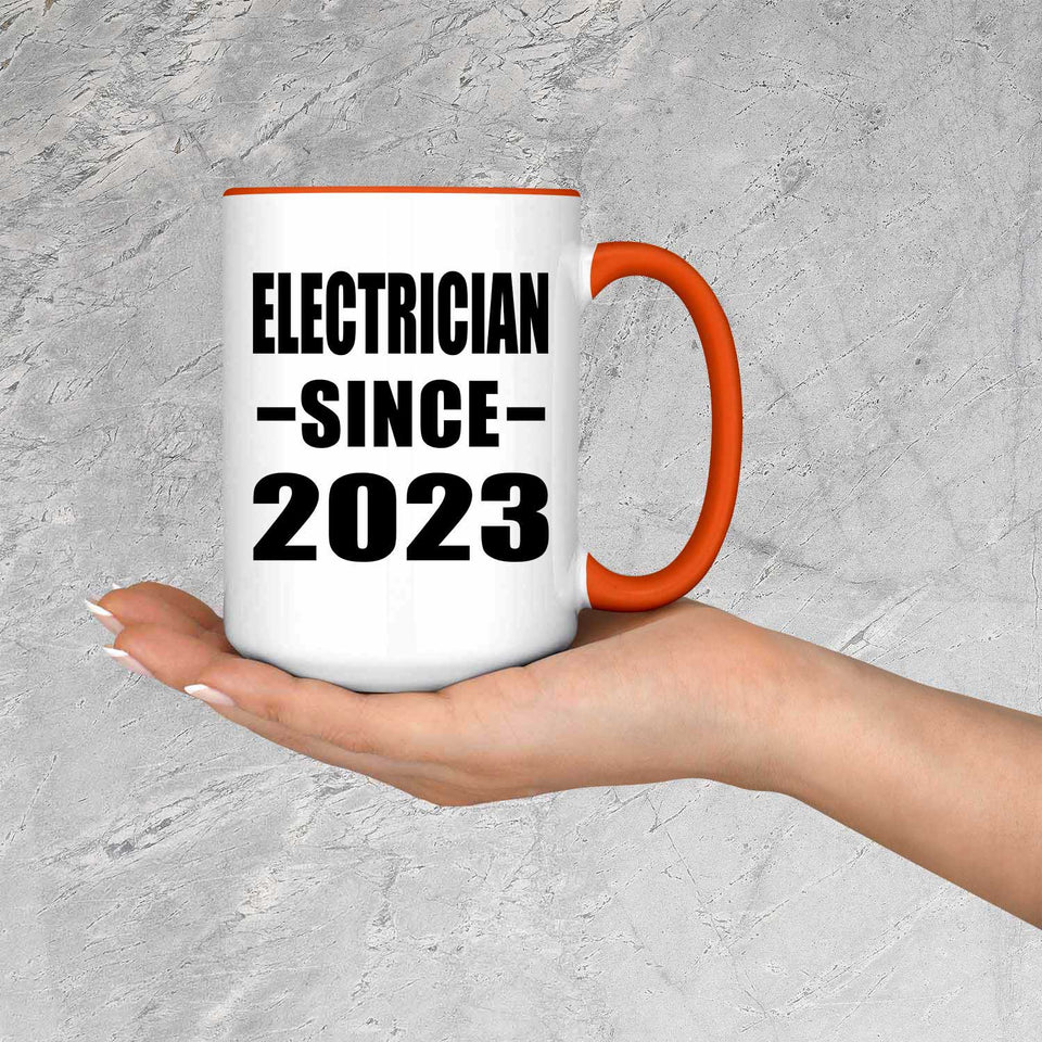 Electrician Since 2023 - 15oz Accent Mug Orange