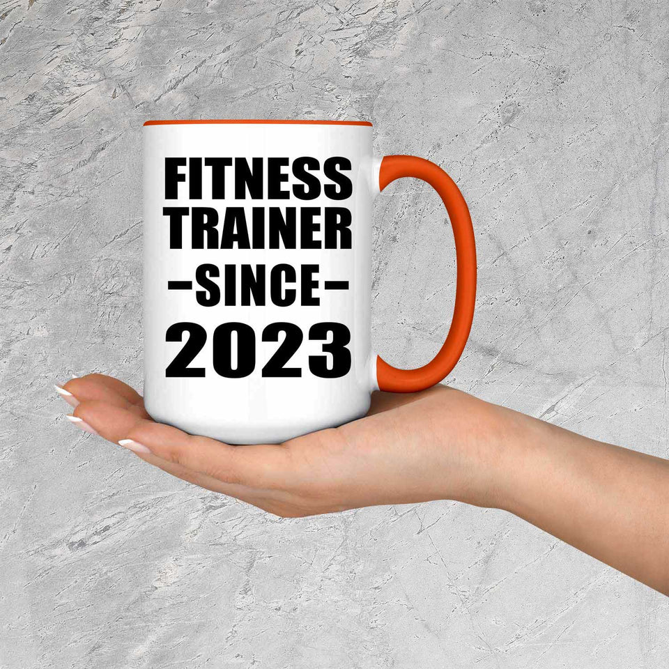 Fitness Trainer Since 2023 - 15oz Accent Mug Orange