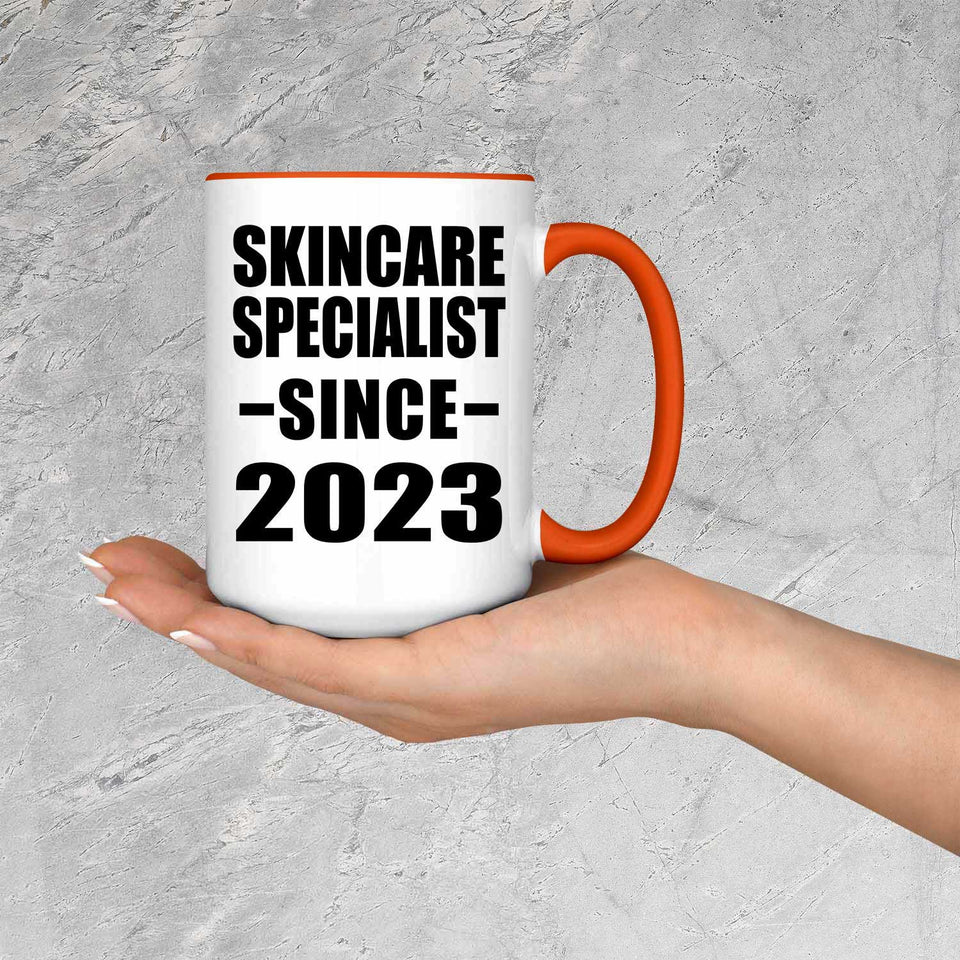 Skincare Specialist Since 2023 - 15oz Accent Mug Orange
