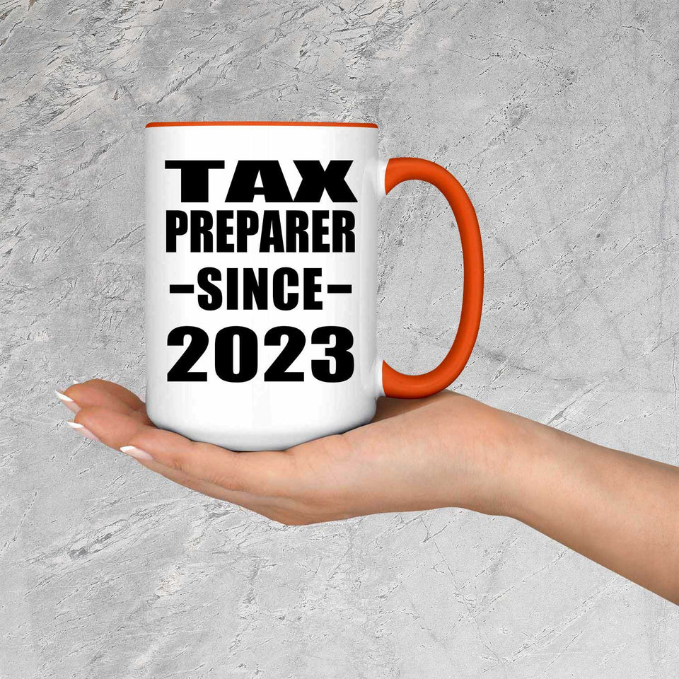 Tax Preparer Since 2023 - 15oz Accent Mug Orange