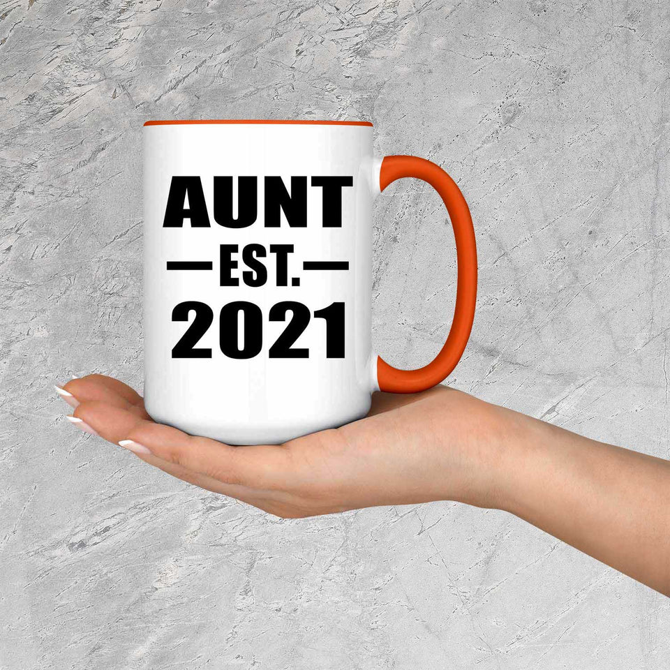 Aunt Established EST. 2021 - 15oz Accent Mug Orange
