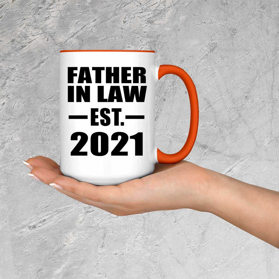 Father In Law Established EST. 2021 - 15oz Accent Mug Orange