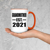 Grandmother Established EST. 2021 - 15oz Accent Mug Orange