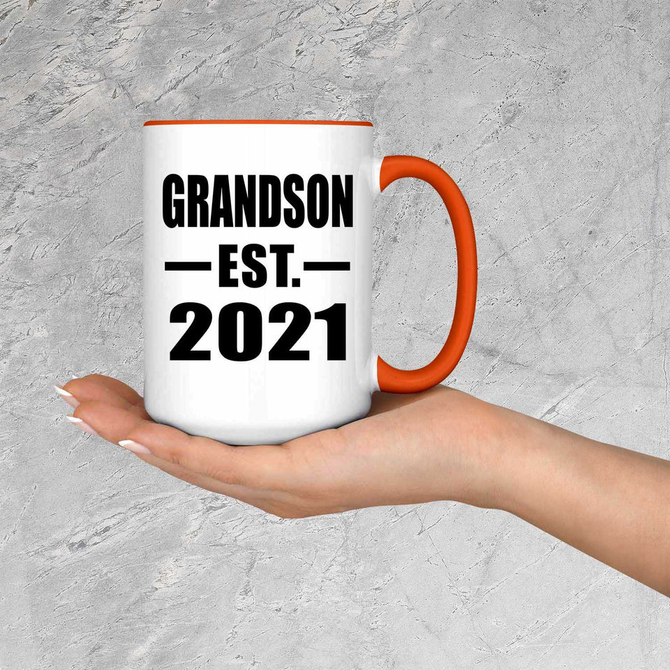 Grandson Established EST. 2021 - 15oz Accent Mug Orange