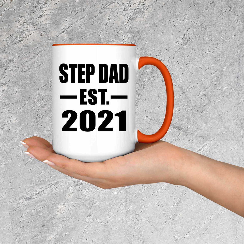 Step Dad Established EST. 2021 - 15oz Accent Mug Orange