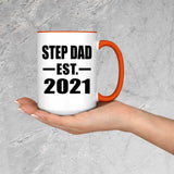 Step Dad Established EST. 2021 - 15oz Accent Mug Orange