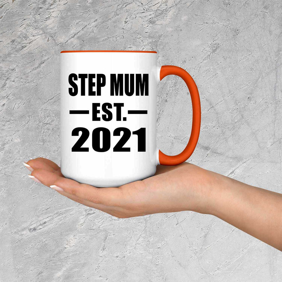 Step Mum Established EST. 2021 - 15oz Accent Mug Orange