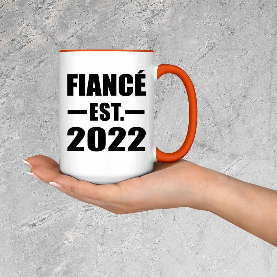 Fiance Established EST. 2022 - 15oz Accent Mug Orange