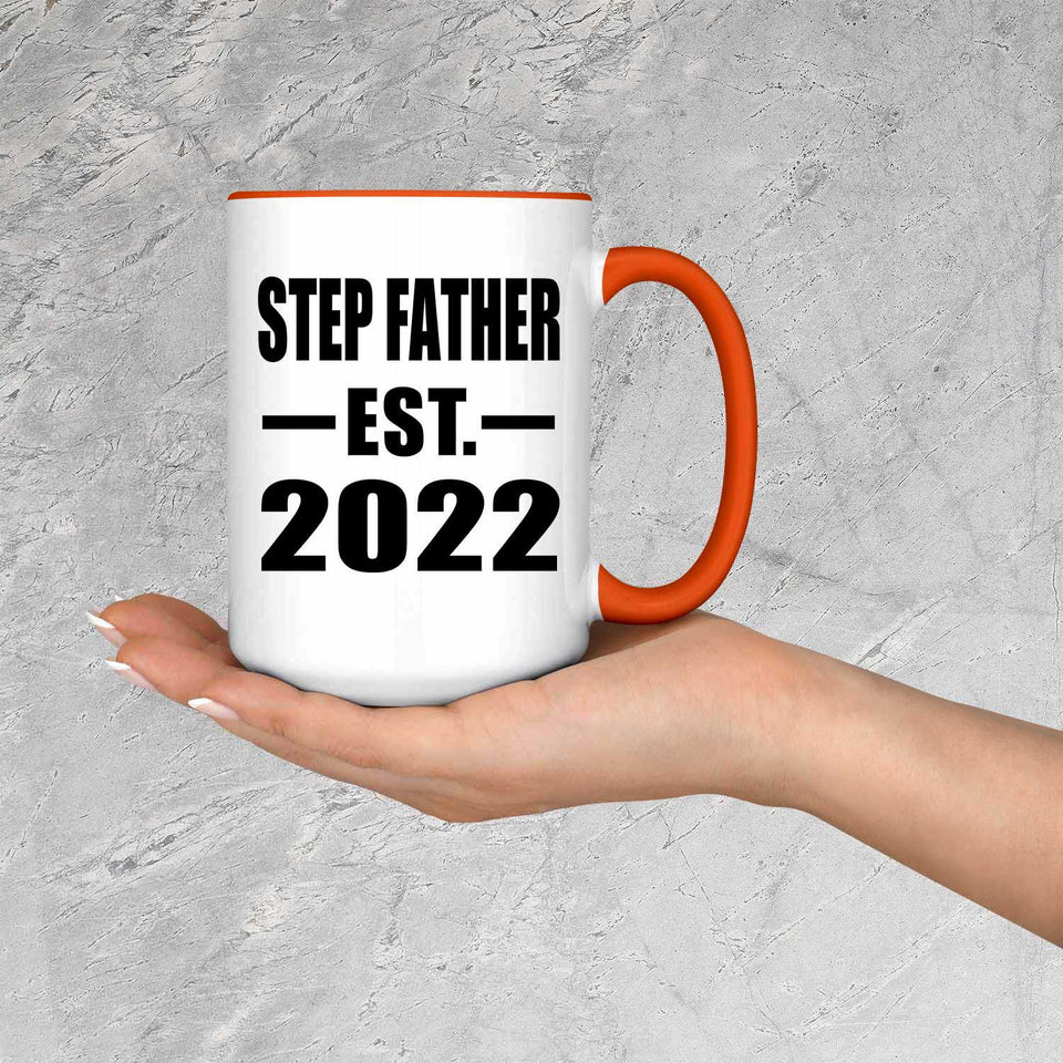 Step Father Established EST. 2022 - 15oz Accent Mug Orange