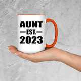 Aunt Established EST. 2023 - 15oz Accent Mug Orange