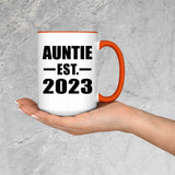 Auntie Established EST. 2023 - 15oz Accent Mug Orange