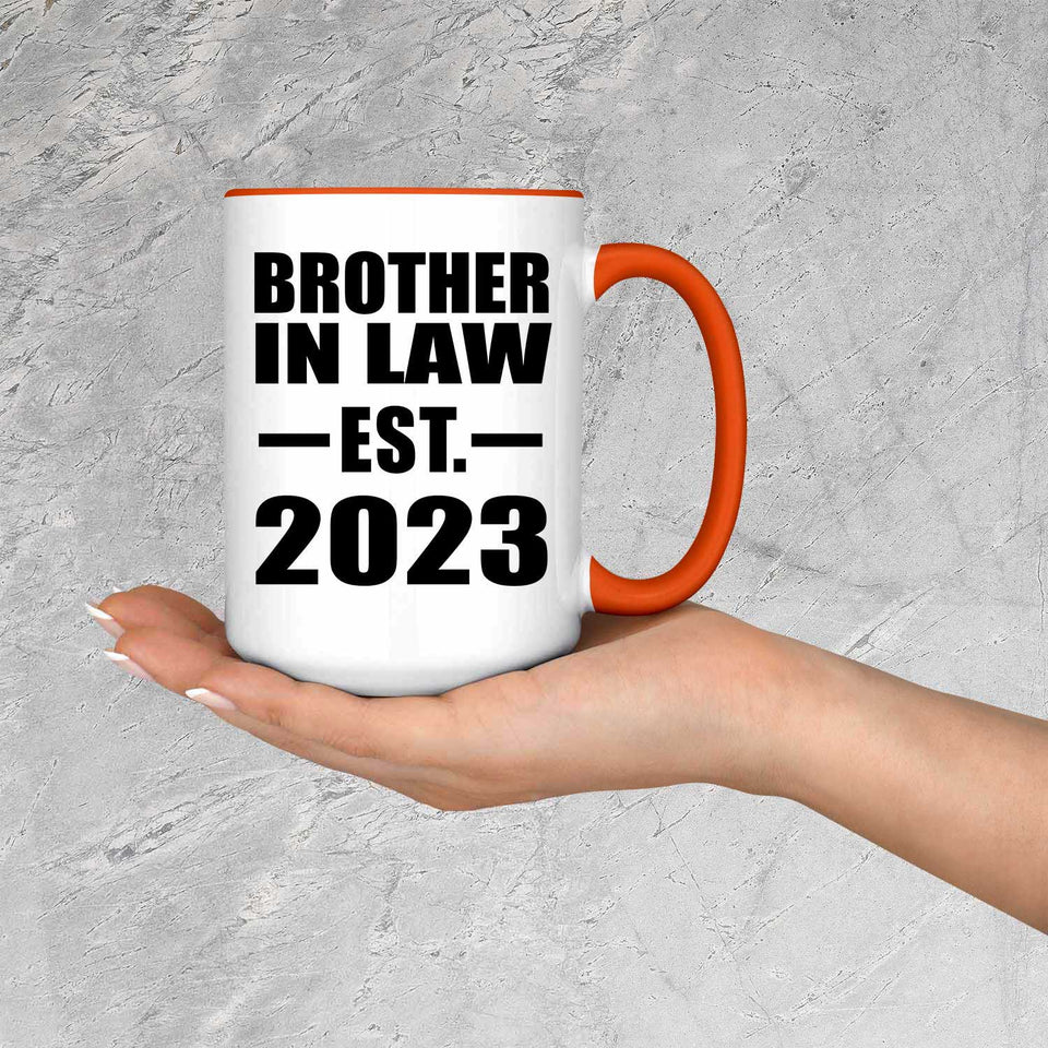 Brother In Law Established EST. 2023 - 15oz Accent Mug Orange