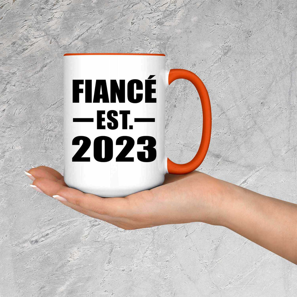 Fiance Established EST. 2023 - 15oz Accent Mug Orange