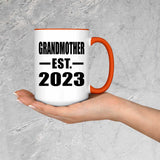 Grandmother Established EST. 2023 - 15oz Accent Mug Orange