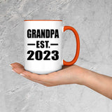 Grandpa Established EST. 2023 - 15oz Accent Mug Orange