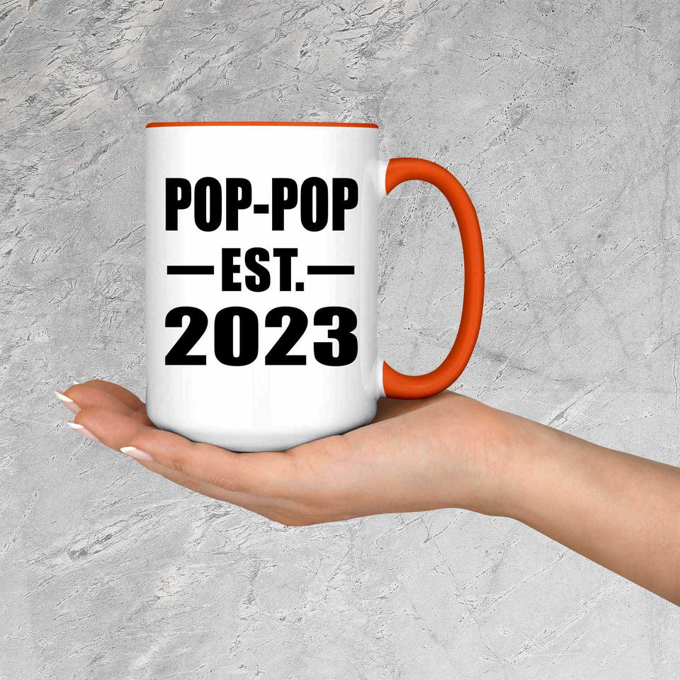 Pop-Pop Established EST. 2023 - 15oz Accent Mug Orange