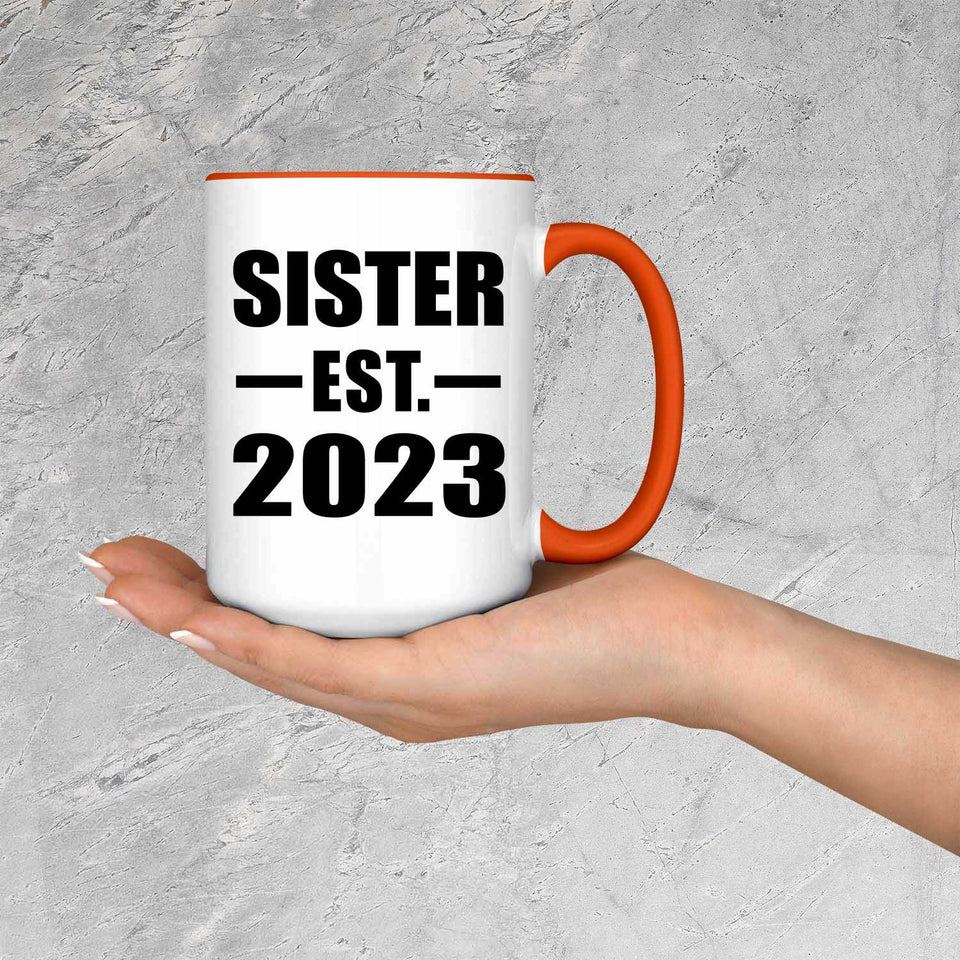 Sister Established EST. 2023 - 15oz Accent Mug Orange