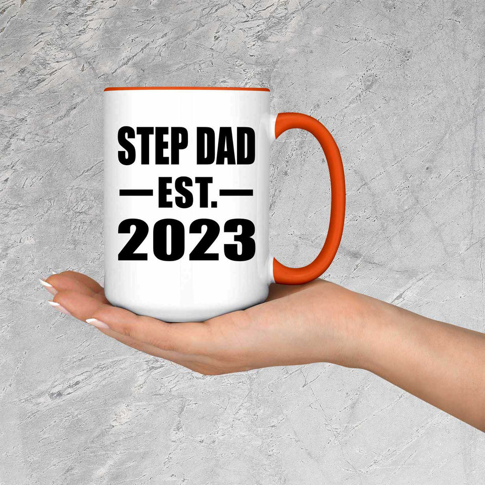 Step Dad Established EST. 2023 - 15oz Accent Mug Orange