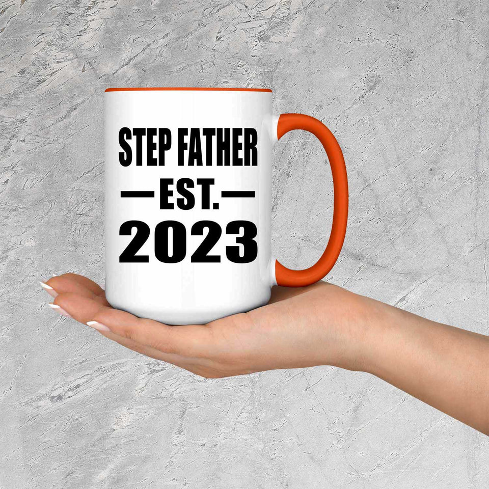 Step Father Established EST. 2023 - 15oz Accent Mug Orange
