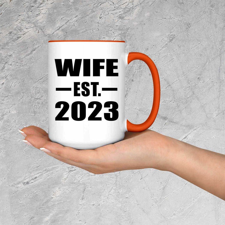 Wife Established EST. 2023 - 15oz Accent Mug Orange