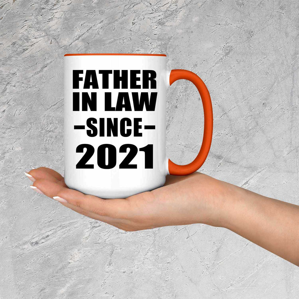 Father In Law Since 2021 - 15oz Accent Mug Orange