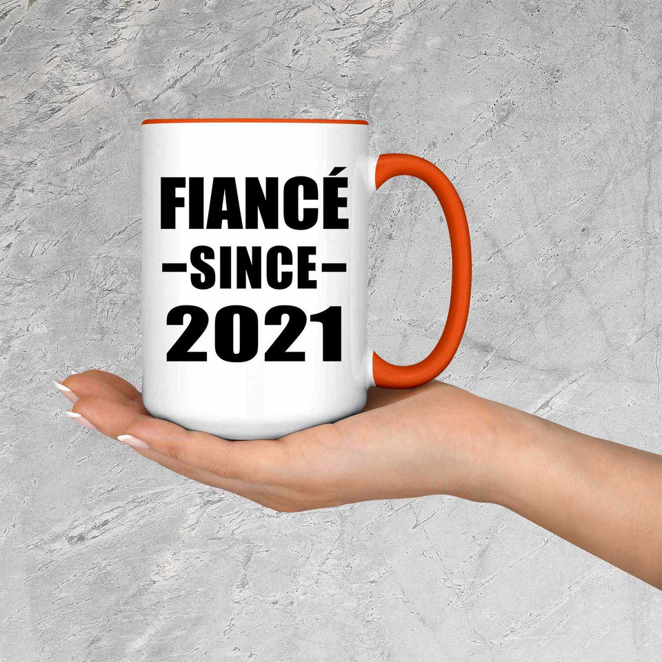 Fiance Since 2021 - 15oz Accent Mug Orange