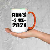 Fiance Since 2021 - 15oz Accent Mug Orange