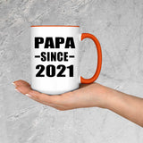 Papa Since 2021 - 15oz Accent Mug Orange