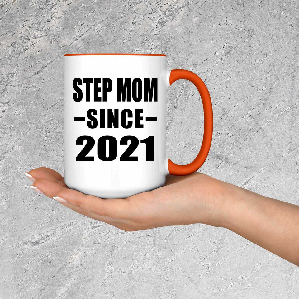 Step Mom Since 2021 - 15oz Accent Mug Orange